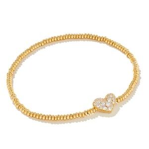 Kendra Scott Ari Pave Crystal Heart Stretch Bracelet New